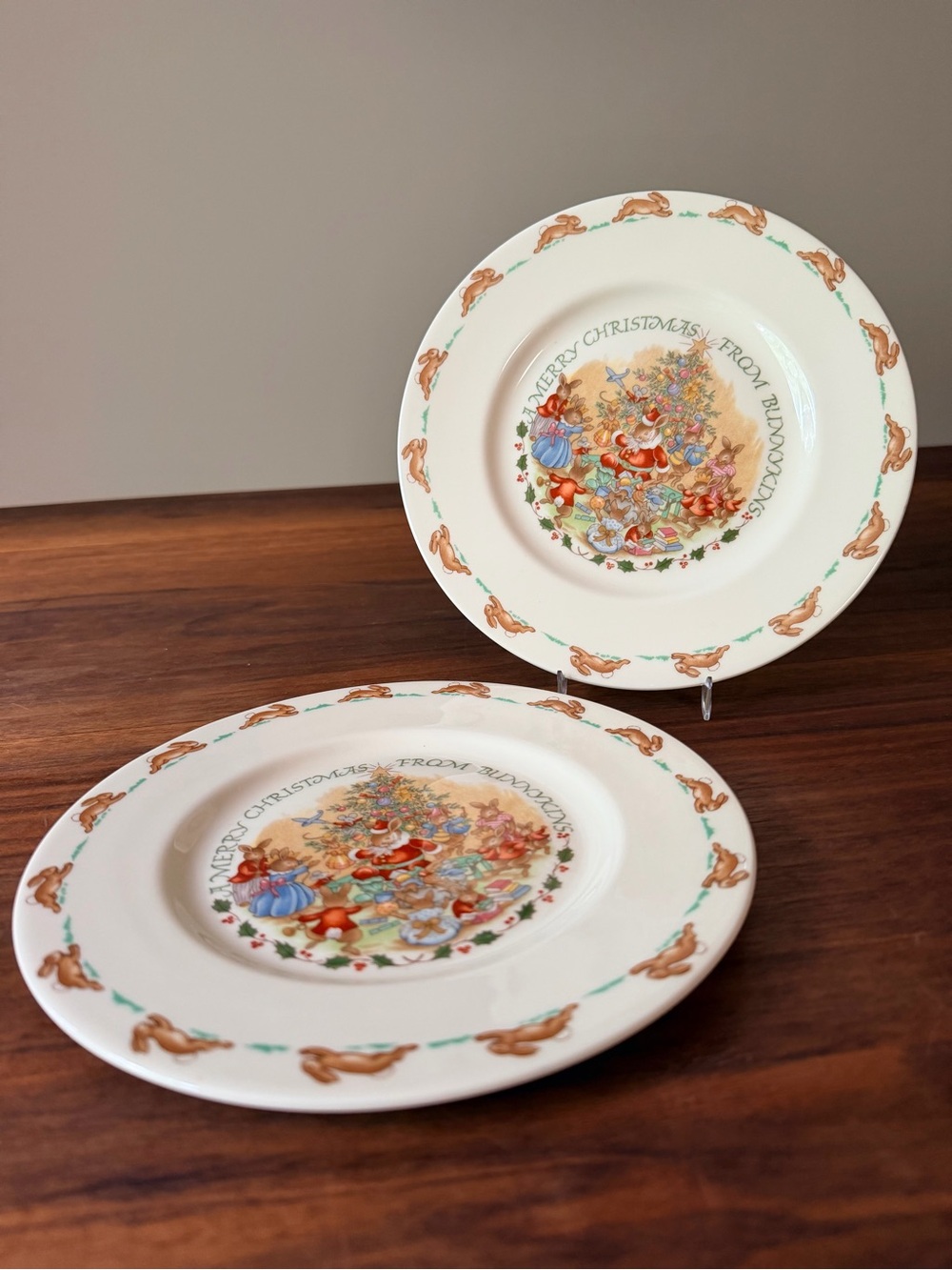 Vintage Royal Doulton Bunnykins 8” Holiday Christmas English Bone China Plates